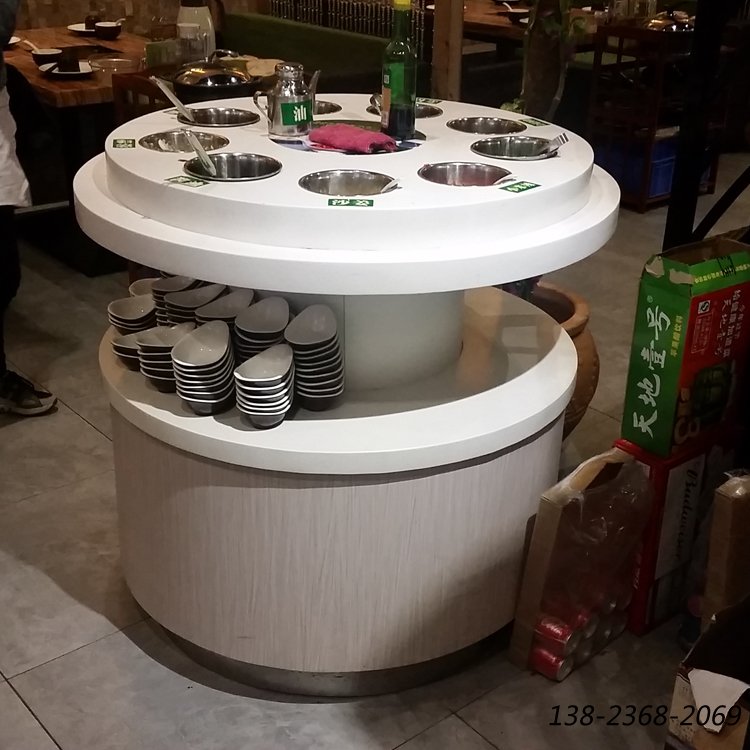 火鍋醬料臺，圓形調(diào)料臺，大理石醬料臺